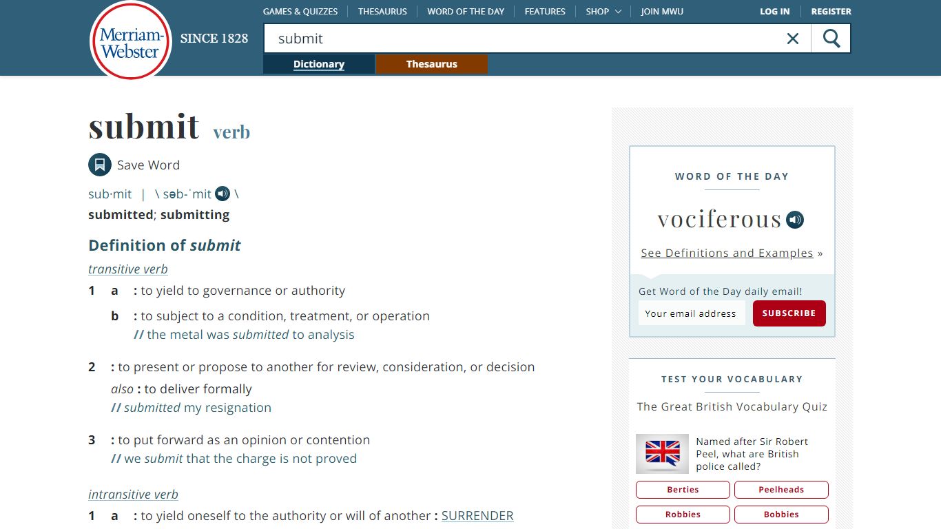 Submit Definition & Meaning - Merriam-Webster